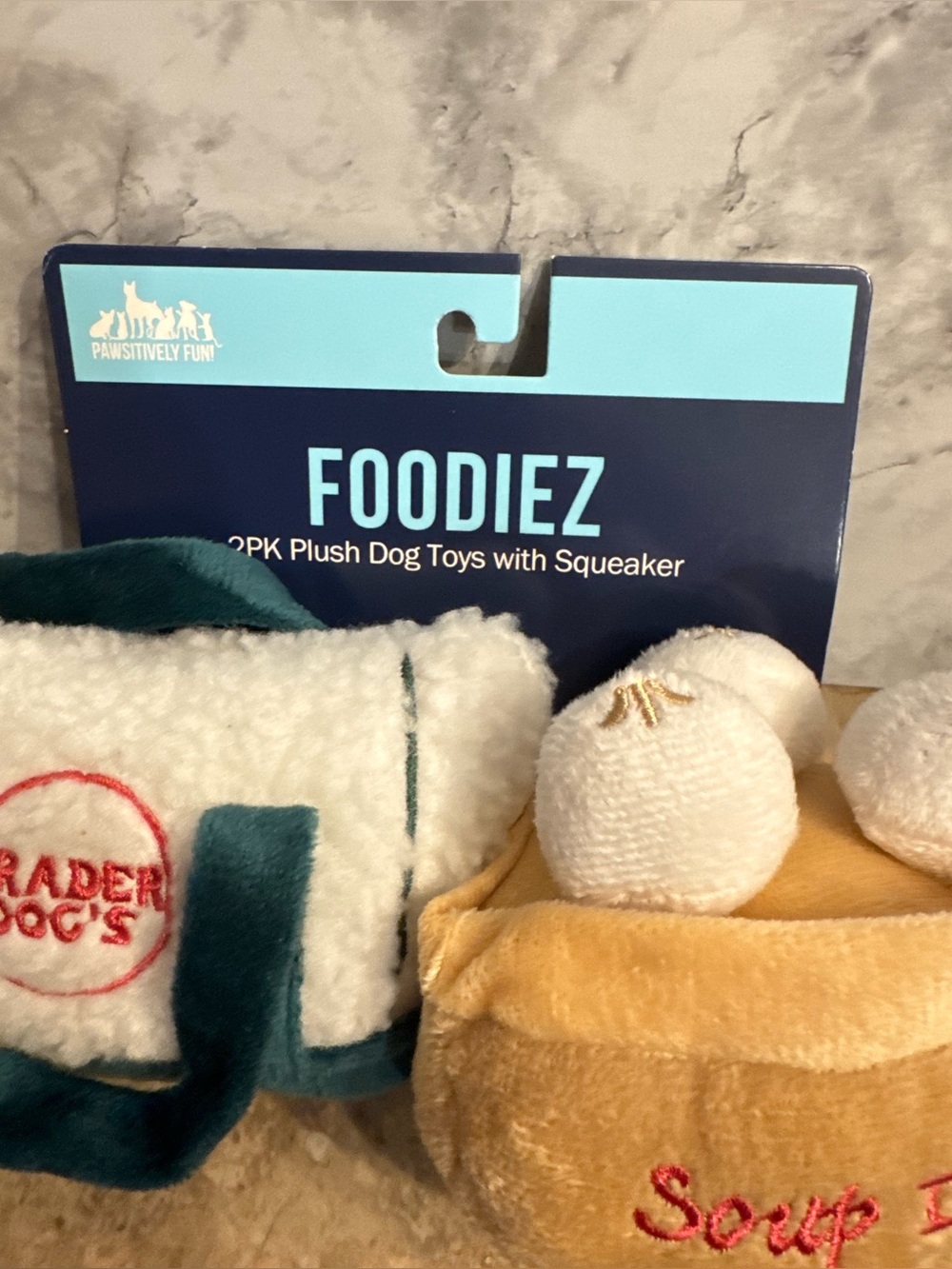 Pawsitively Fun Foodiez Trader Joes Dog Toys 2PK